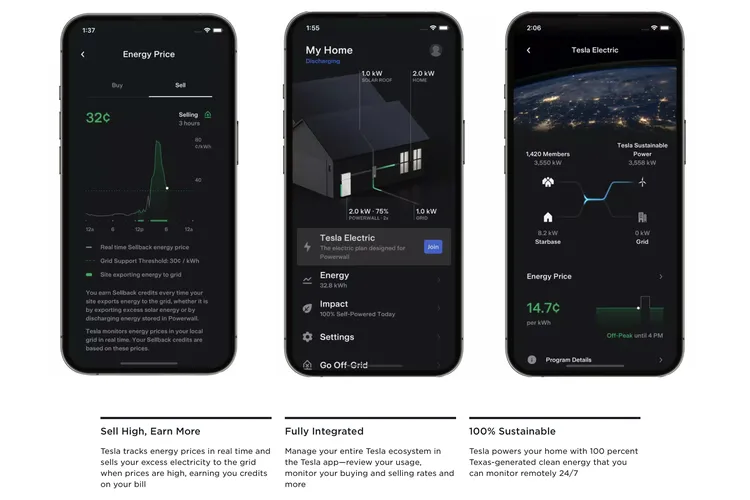The Tesla app with the new Electric service.